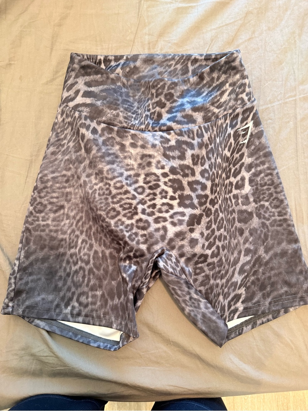 Gymshark Gray Leopard Print High-Waist Athletic Shorts